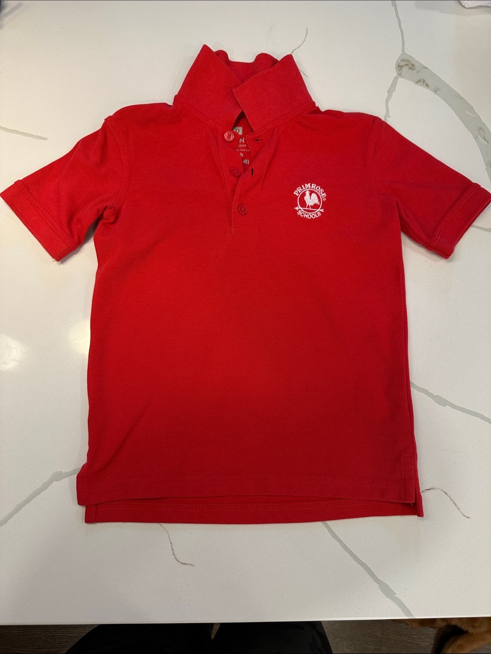 Dennis primrose school uniform short sleeve polo shirt red white size XS